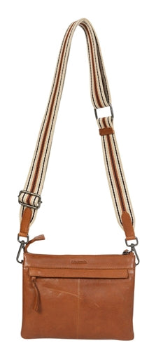Modapelle - 3 Compartment Cross Body Bag With Extra Strap - Tan