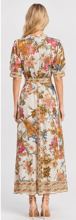 Sambara Floral Paisley Print Dress - Multi