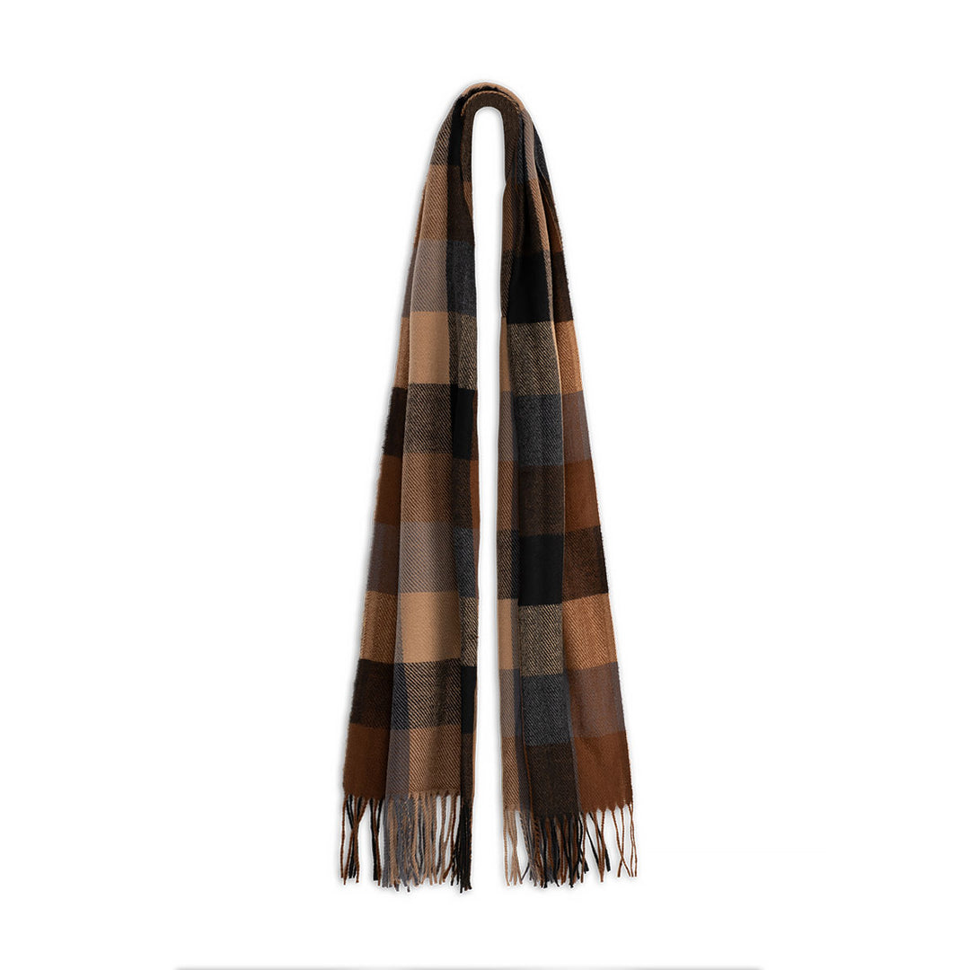 Avenel PIPER - WIDE CHECK SCARF in BROWN