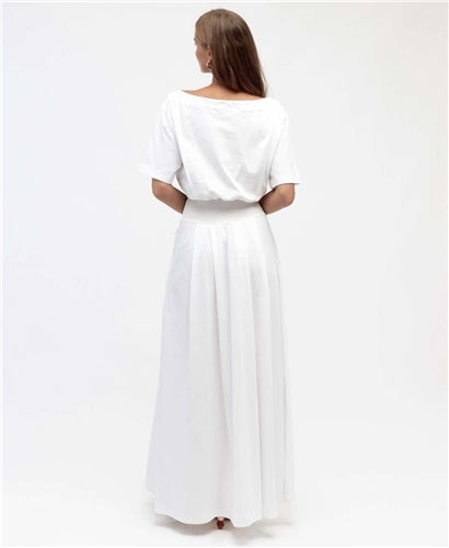 White Closet - Asym Neckline Cotton Jers. Dress - White