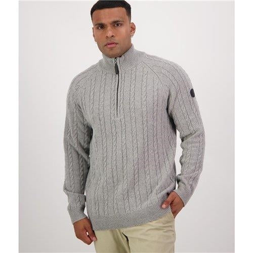 Swanndri - Doncaster 1/4/ Zip Cable Knit - Grey Marle