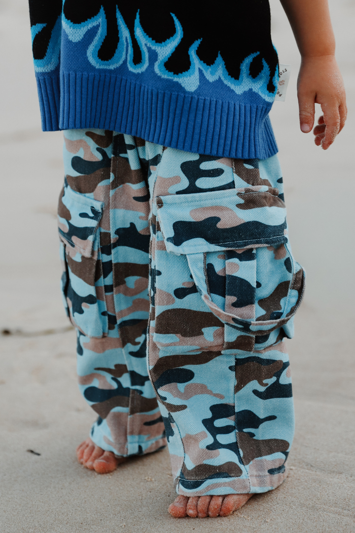 Poss &amp; Soss Camo Cargo Pant, Tide, front view