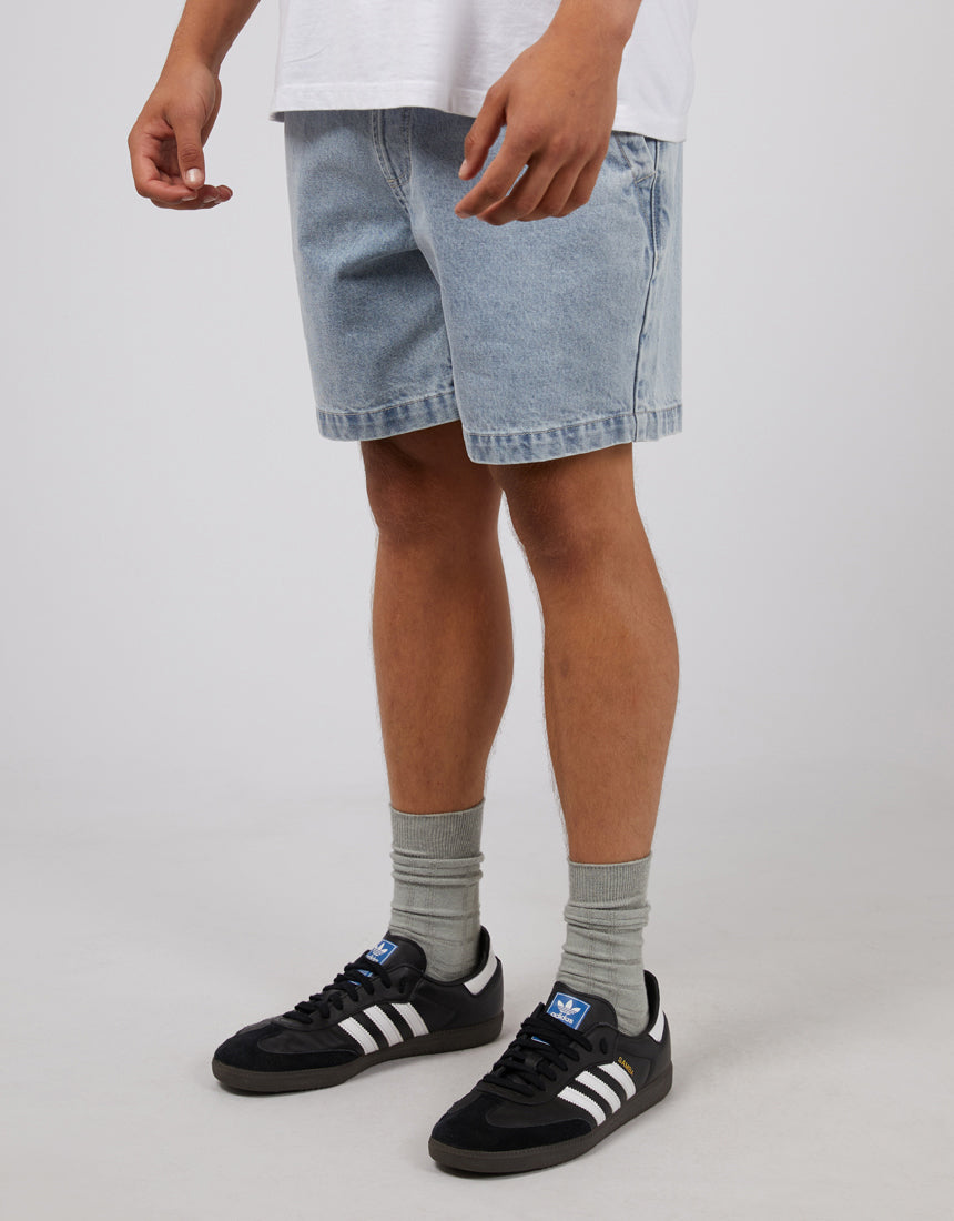 Silent Theory Rider Denim Shorts - Bleached Blue