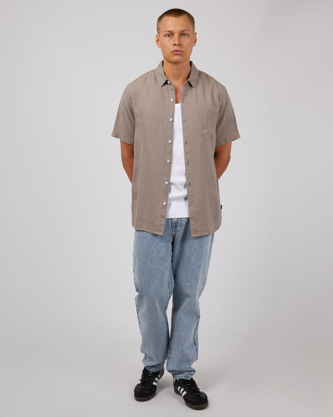 Silent Theory S/S Linen Shirt - Mushroom - view 6