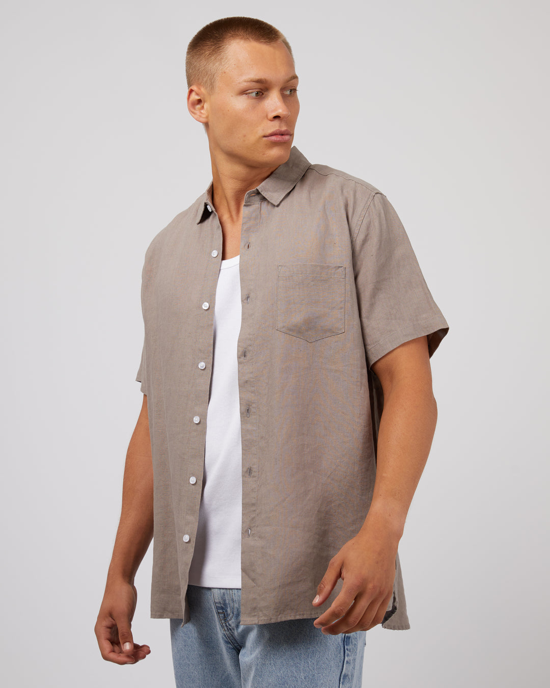Silent Theory S/S Linen Shirt - Mushroom - view 7