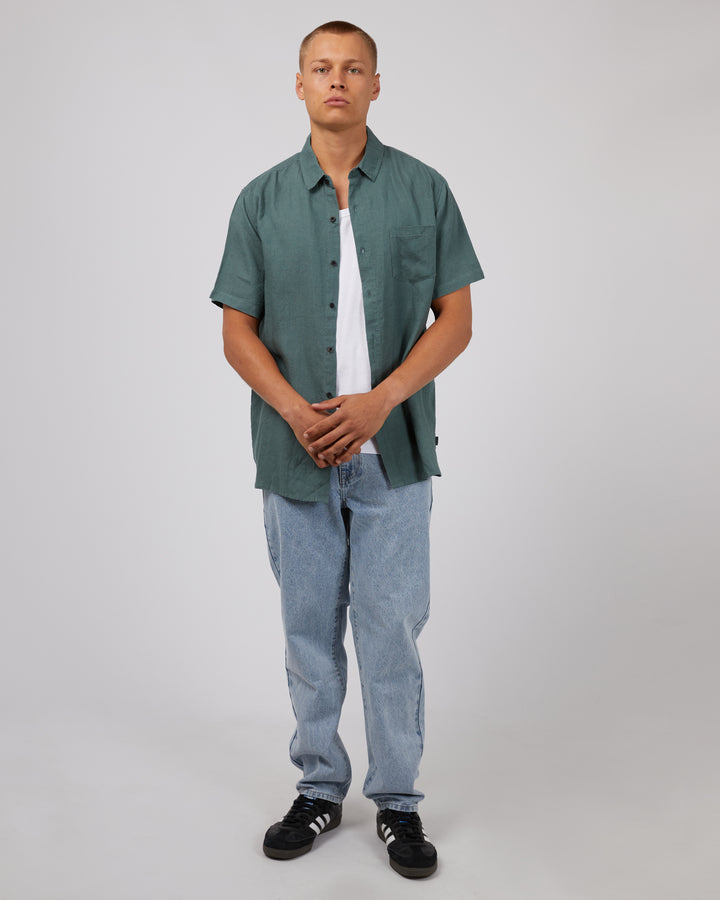 Silent Theory S/S Linen Shirt - Pine - view 2