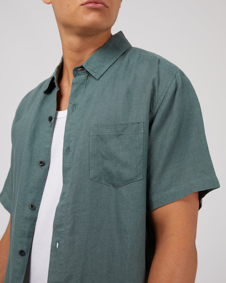 Silent Theory S/S Linen Shirt - Pine - view 5