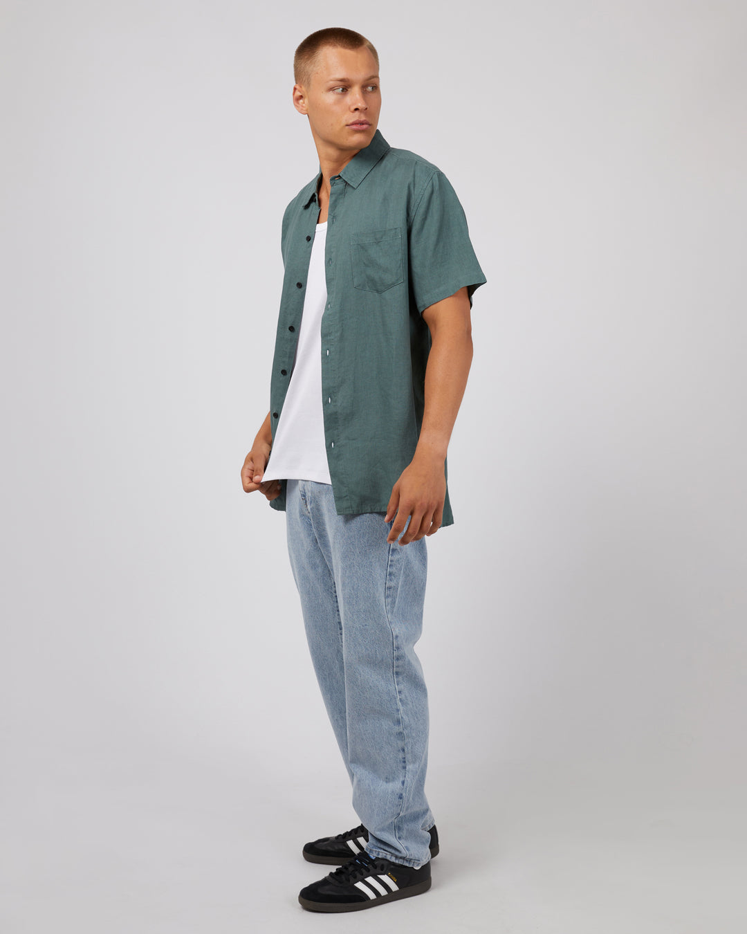 Silent Theory S/S Linen Shirt - Pine - view 6