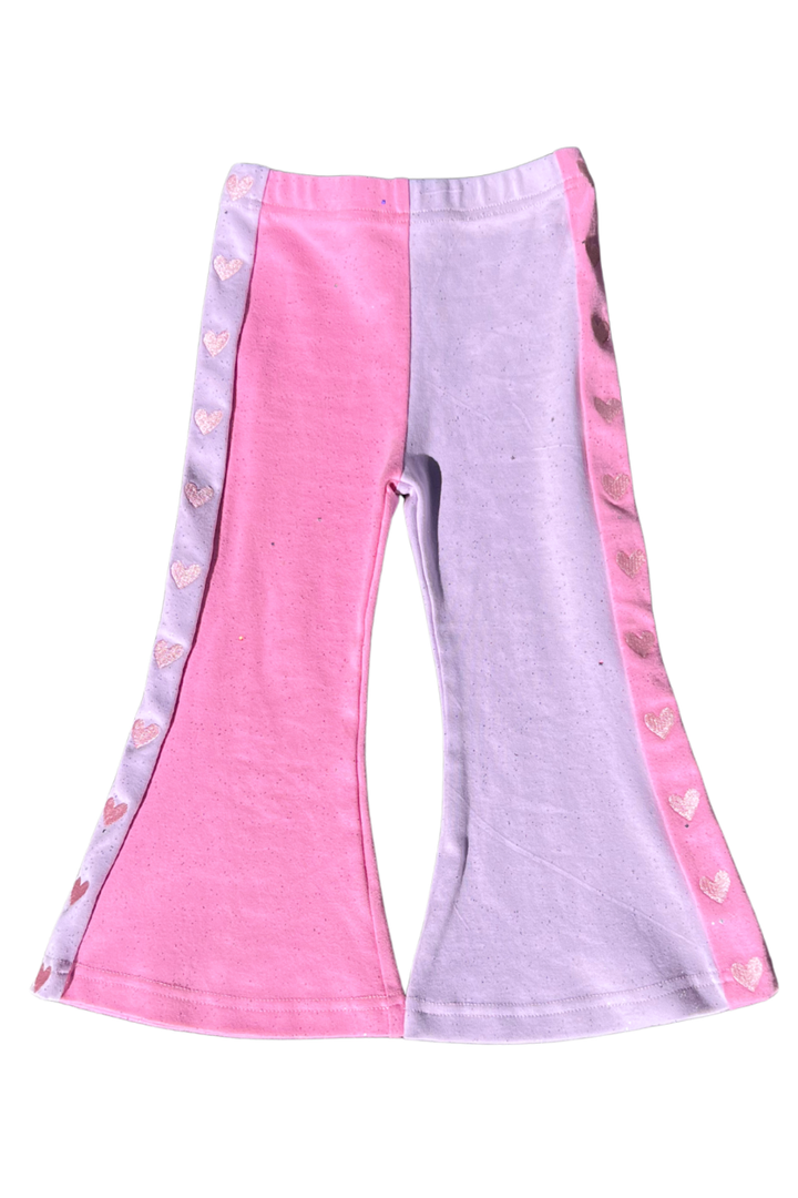 Poss &amp; Soss Pixie Dust glitter heart flares, pink and lilac pastel with heart embroidery, view 8 of 9