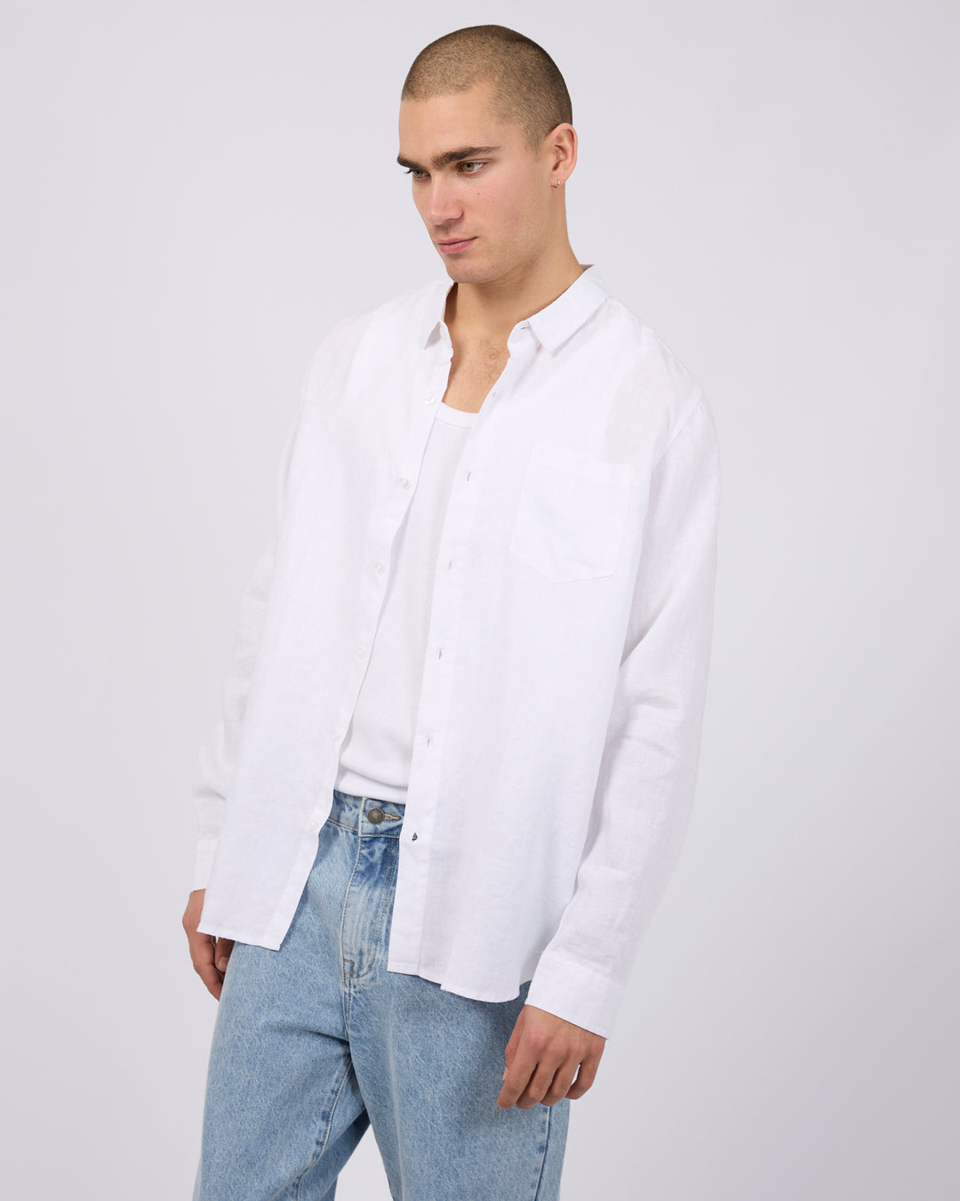 Silent Theory Linen L/S Shirt - White - view 4