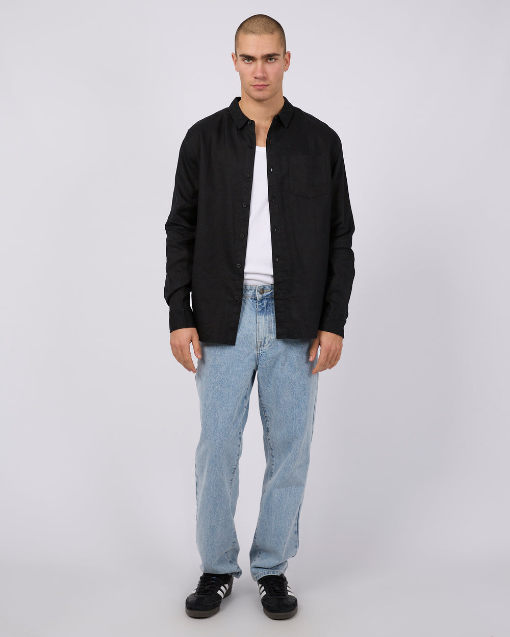 Silent Theory Linen L/S Shirt - Black - view 2