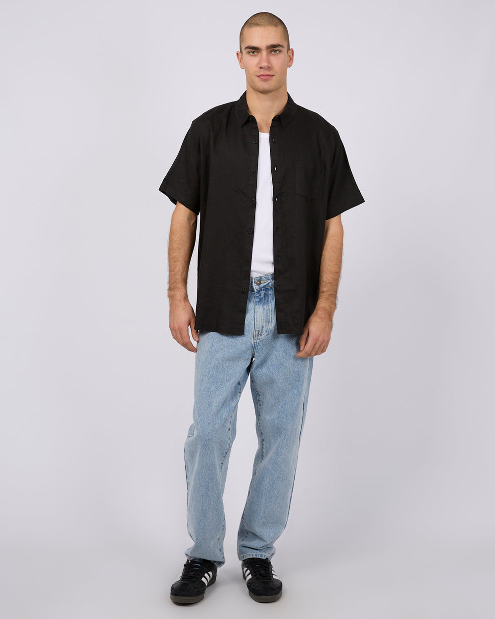 Silent Theory Linen S/S Shirt - Black - view 2