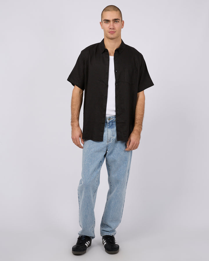 Silent Theory Linen S/S Shirt - Black - view 2