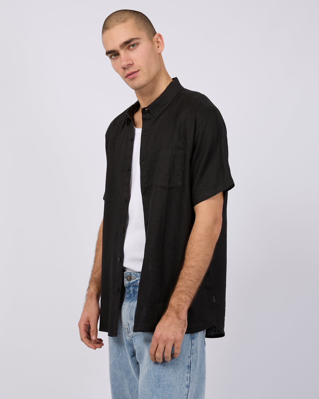 Silent Theory Linen S/S Shirt - Black - view 4
