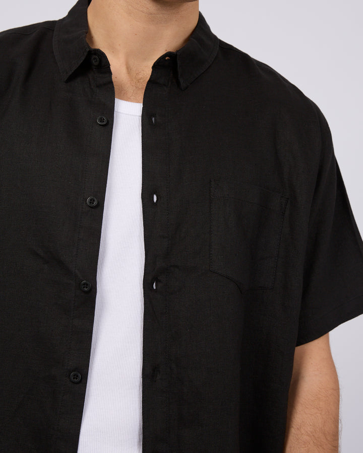 Silent Theory Linen S/S Shirt - Black - view 5
