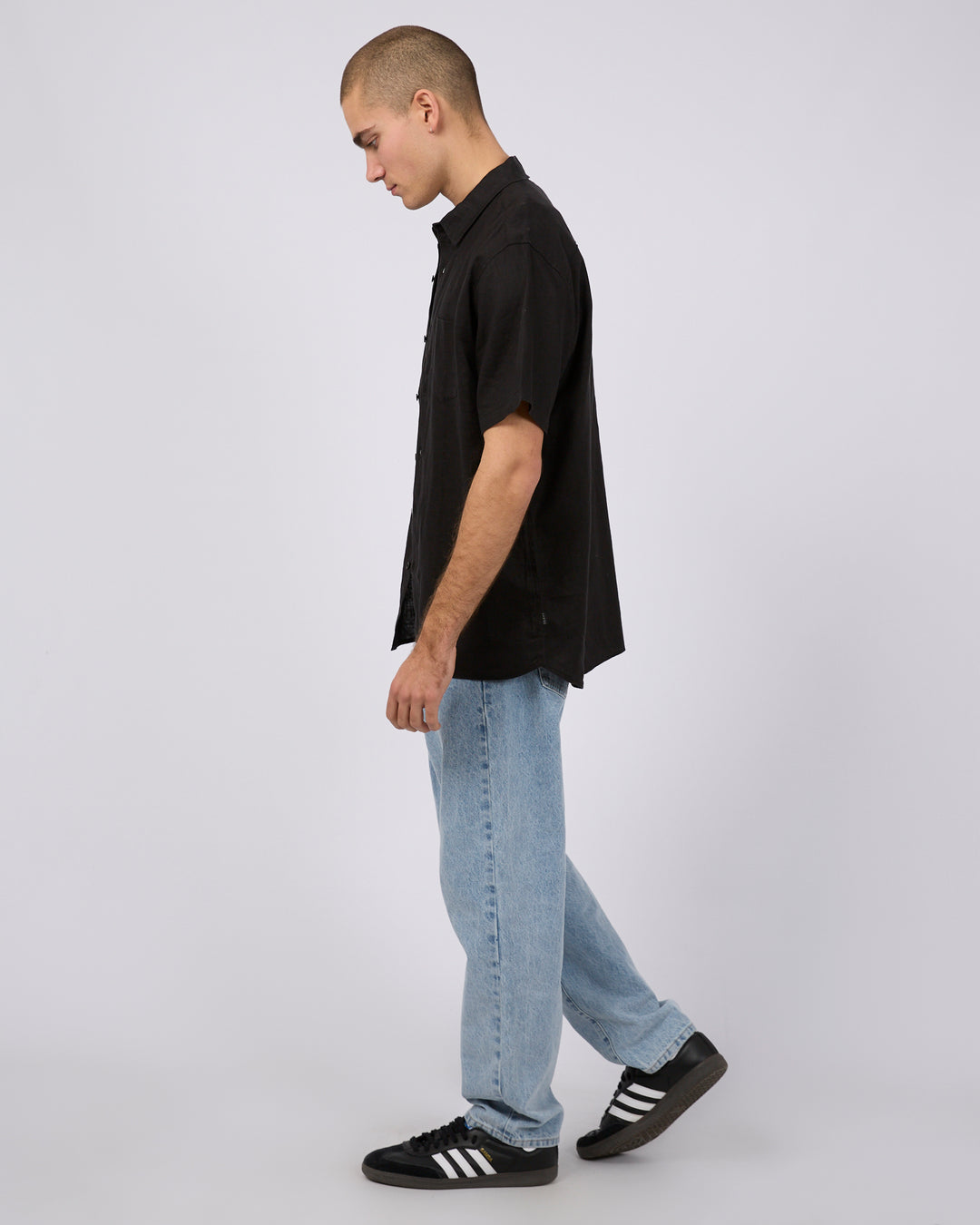 Silent Theory Linen S/S Shirt - Black - view 6