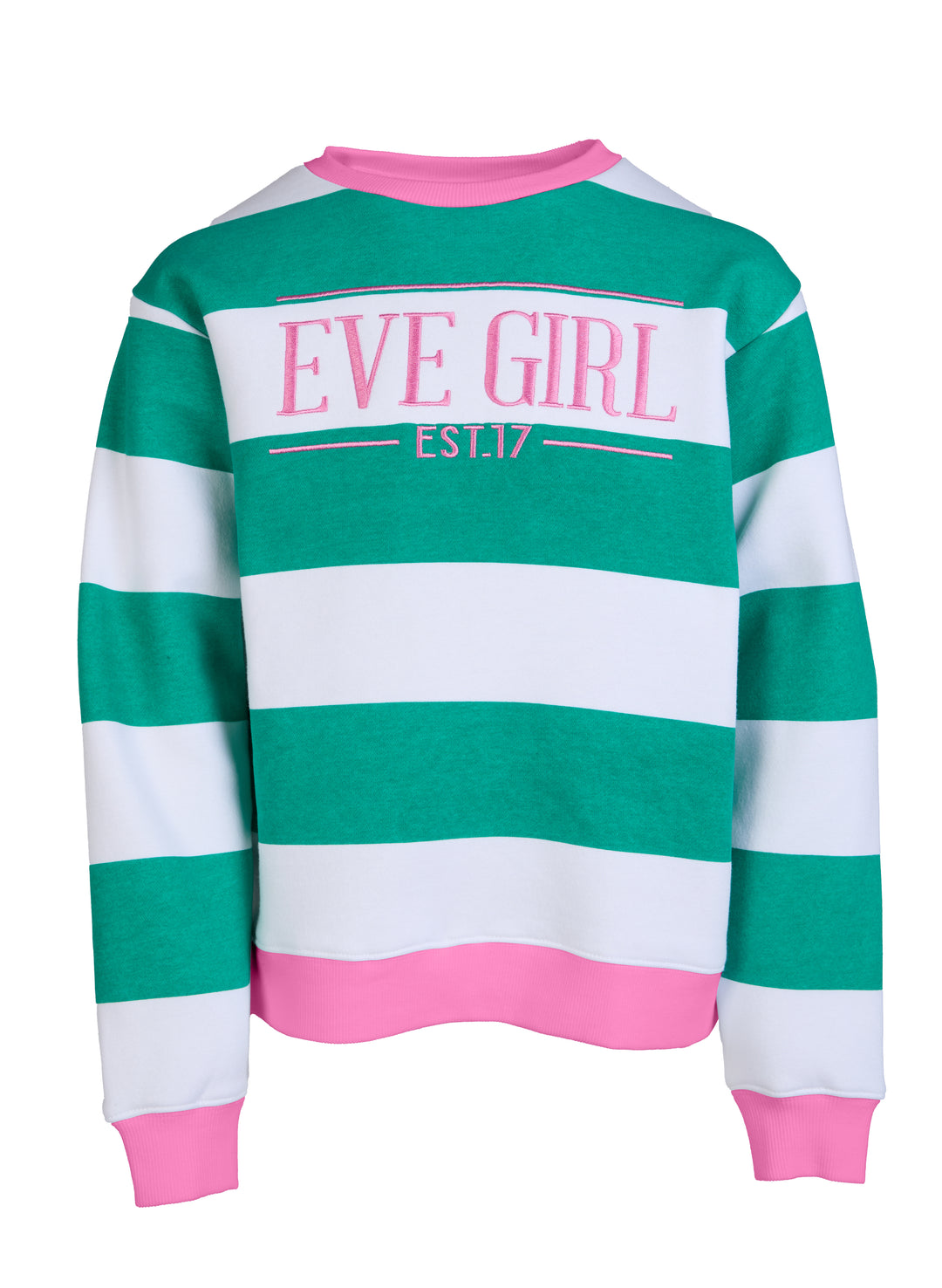 Eve Girl Conrtast Stripe Crew (Size 8-16) - Green
