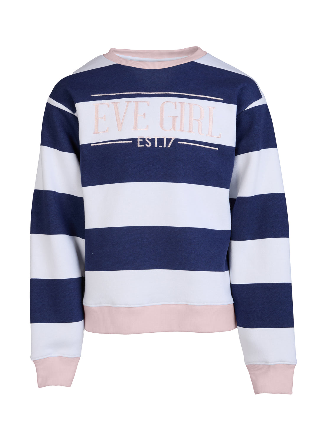 Eve Girl Conrtast Stripe Crew (Size 8-16) - Navy