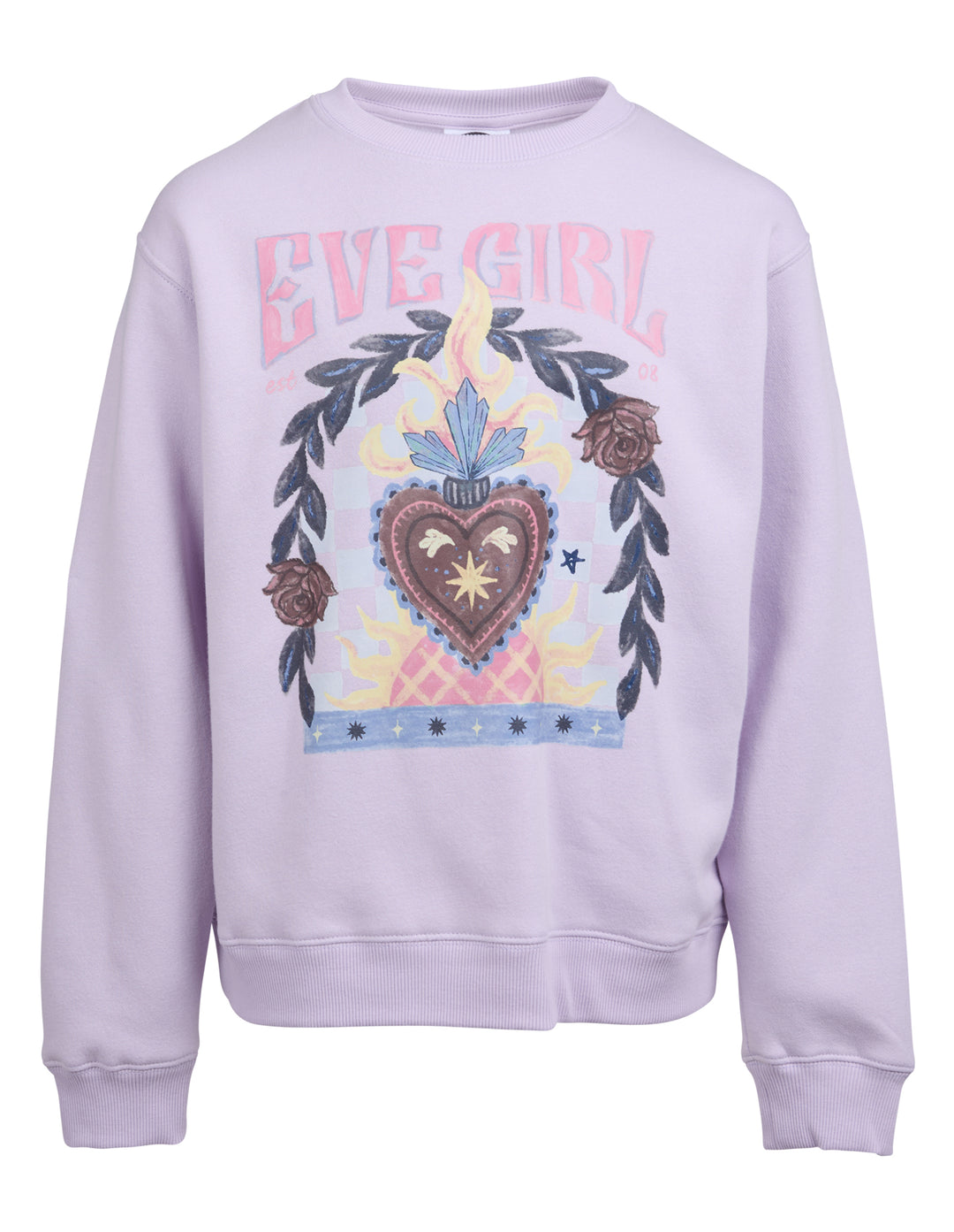 Eve Girl Flaming Heart Crew (Size 8-16) - Lilac