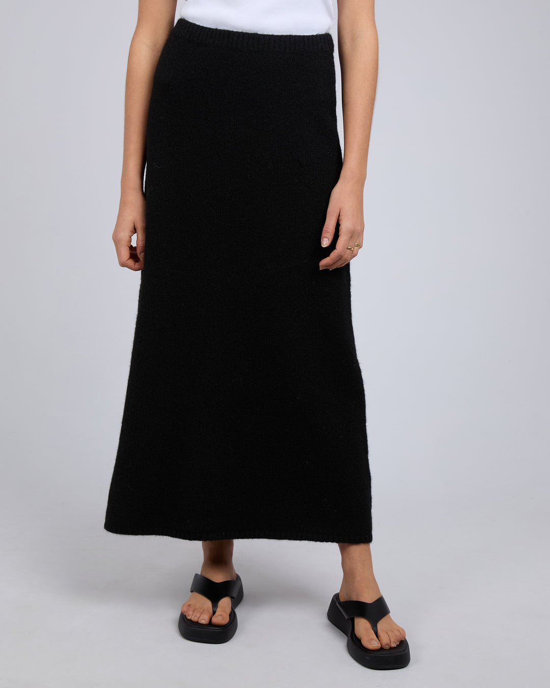 Silent Theory Willow Knit Maxi Skirt - Black