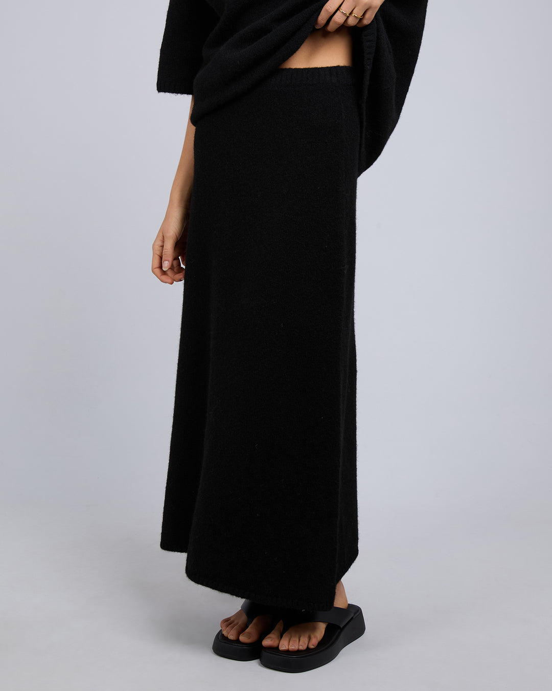 Silent Theory Willow Knit Maxi Skirt - Black - view 4