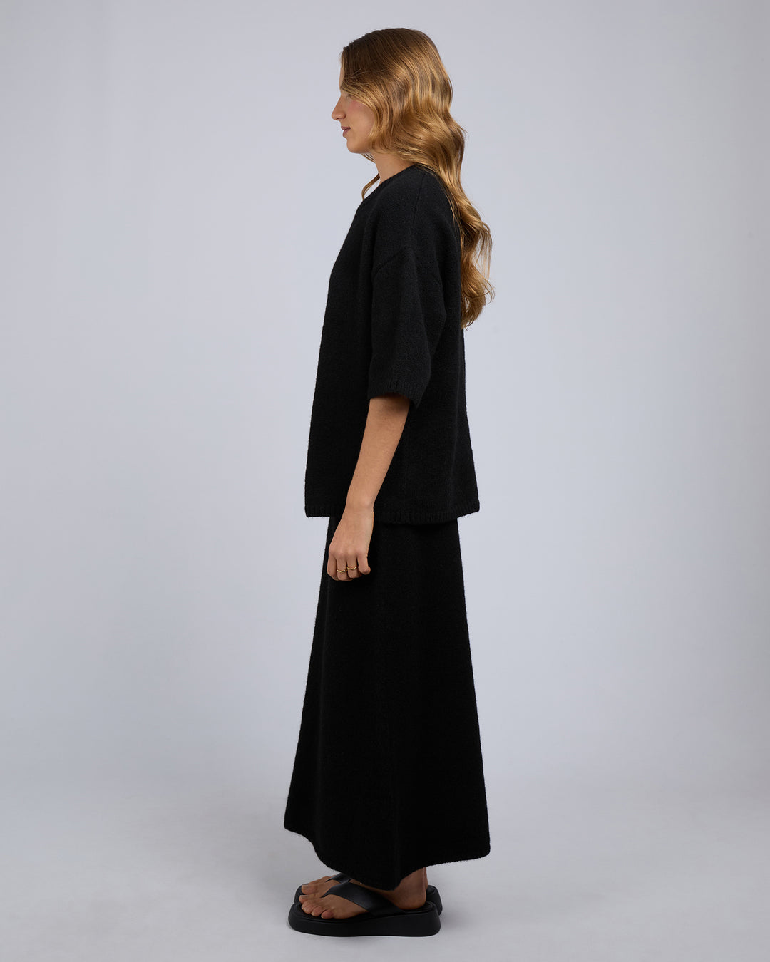 Silent Theory Willow Knit Maxi Skirt - Black - view 5