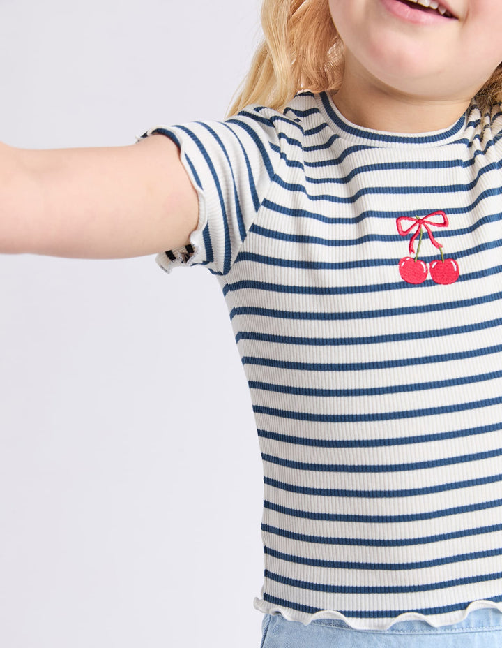 Eve Girl Betty Rib Tee (Size 3-7) - Navy - photo 5 of 5