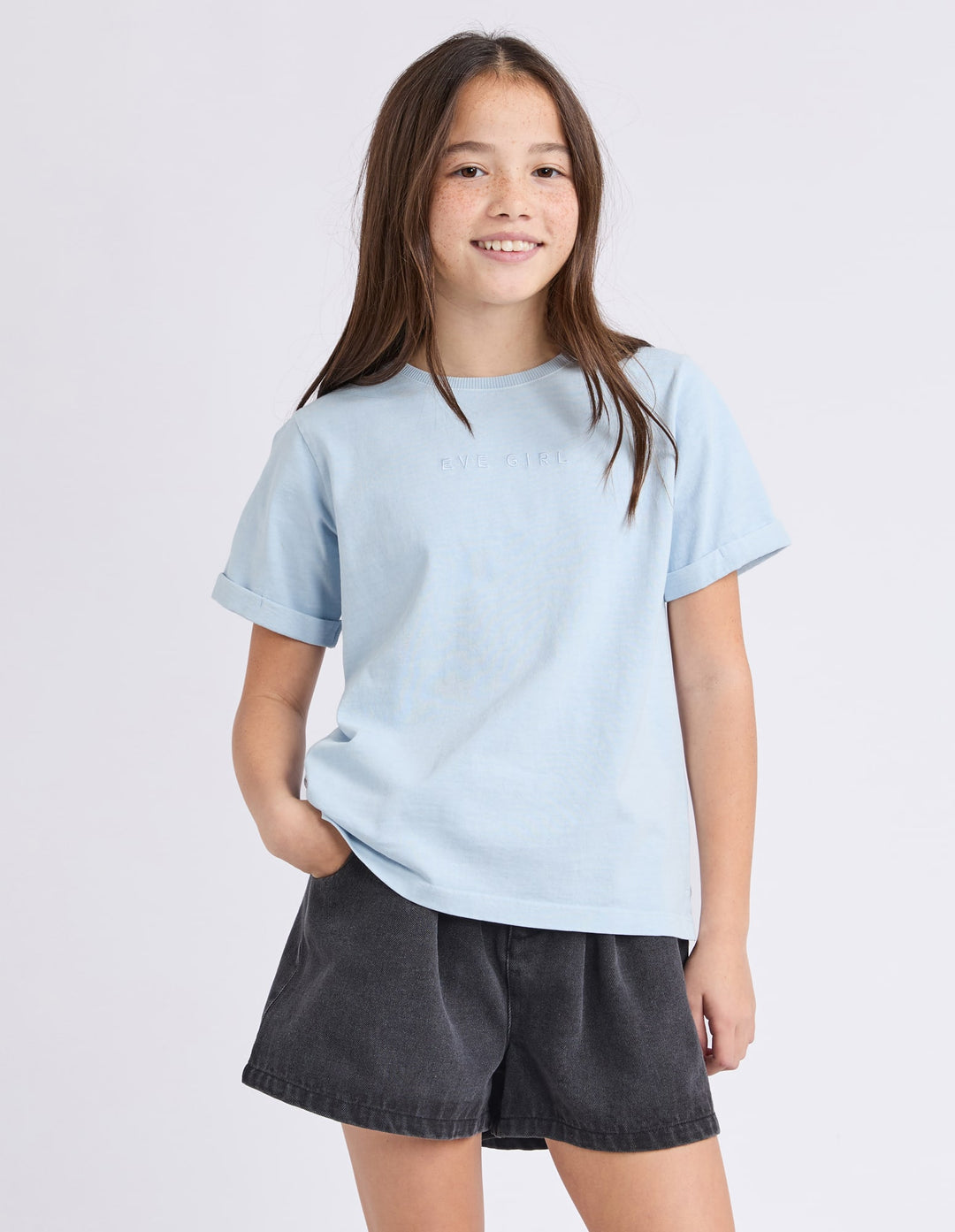 Eve Girl Washed Tee (Size 8-16) - Light Blue - photo 4 of 7
