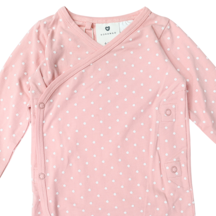 Korango - Organic Cotton Long Sleeve Romper - Pink Spot
