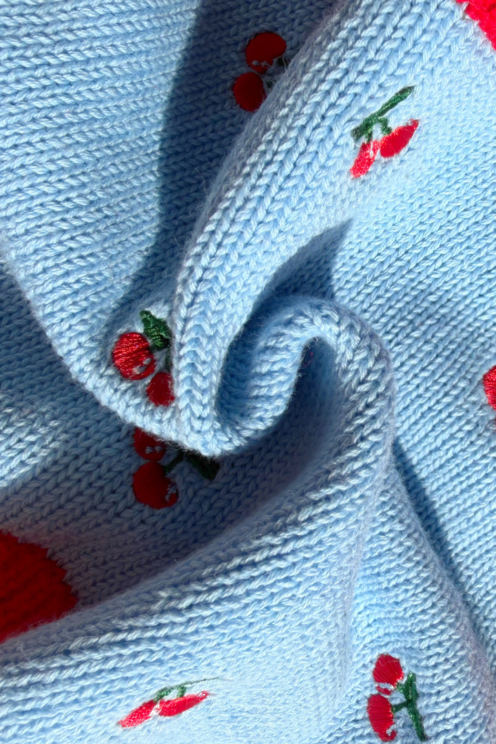 Poss &amp; Soss Tie Up Cardigan, Cherry Bomb, detail