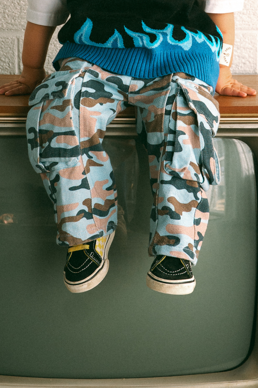 Poss & Soss Camo Cargo Pant, Tide, view 2 of 11