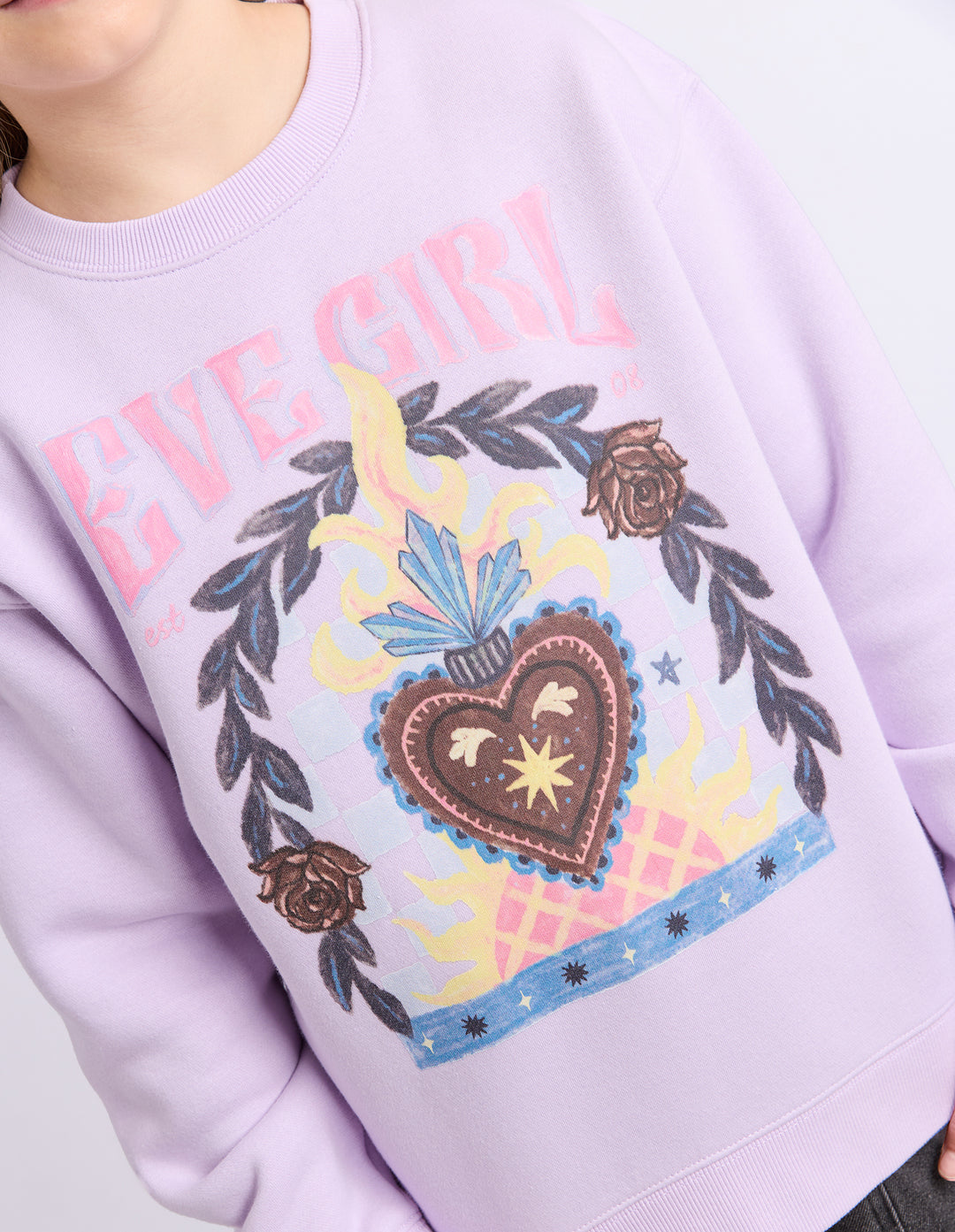 Eve Girl Flaming Heart Crew (Size 8-16) - Lilac - view 4