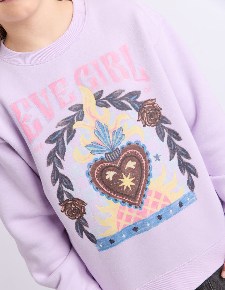 Eve Girl Flaming Heart Crew (Size 8-16) - Lilac - view 4
