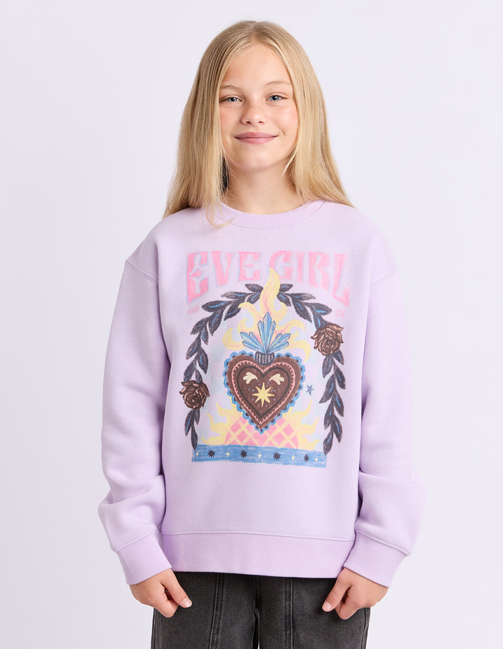Eve Girl Flaming Heart Crew (Size 8-16) - Lilac - view 5