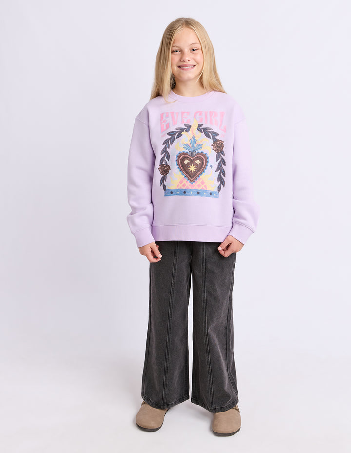 Eve Girl Flaming Heart Crew (Size 8-16) - Lilac - view 6