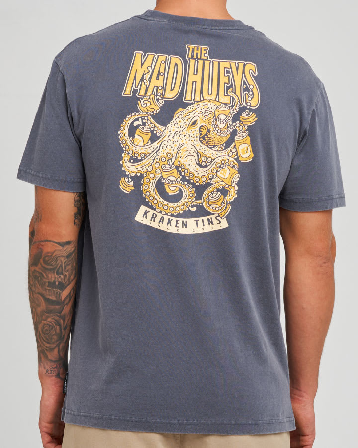The Mad Hueys Kraken Tins SS Tee in Petrol Blue Washed - product photo 1