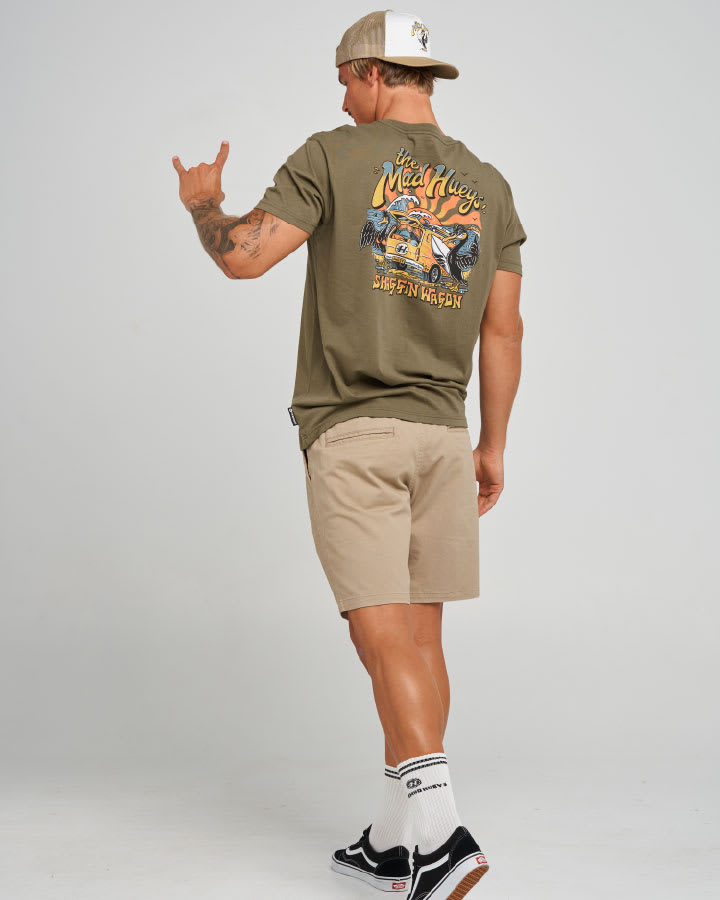 The Mad Hueys Shaggin Wagon SS Tee in Olive - product photo 3