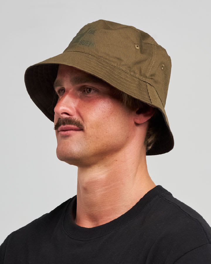 The Mad Hueys Contrast Hueys Reversible Bucket Hat in Olive - product photo 3