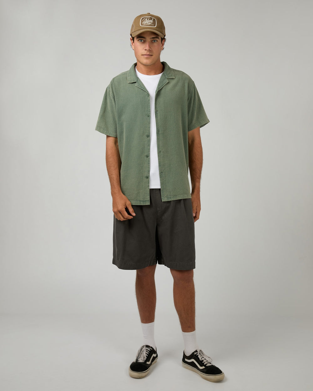 Silent Theory Textured Acid Washed Shirt - Khaki - photo 2 of 6