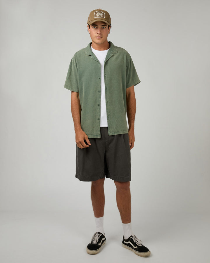 Silent Theory Textured Acid Washed Shirt - Khaki - photo 2 of 6