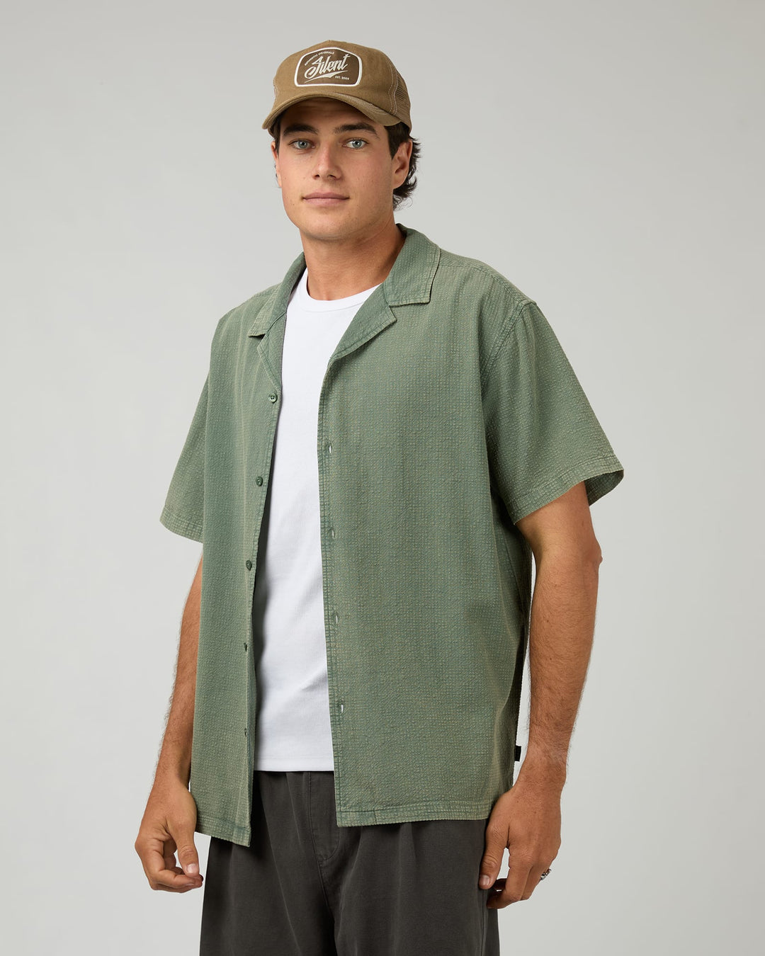 Silent Theory Textured Acid Washed Shirt - Khaki - photo 4 of 6