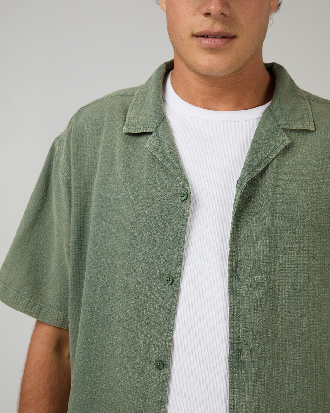 Silent Theory Textured Acid Washed Shirt - Khaki - photo 5 of 6