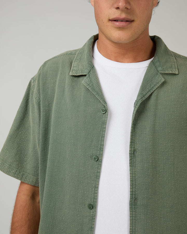 Silent Theory Textured Acid Washed Shirt - Khaki - photo 5 of 6