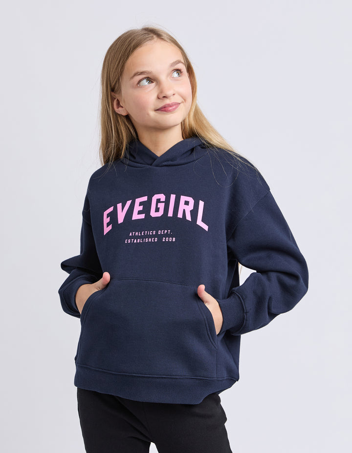 Eve Girl Performance Hoodie (Size 8-16) - Navy with Neon Pink