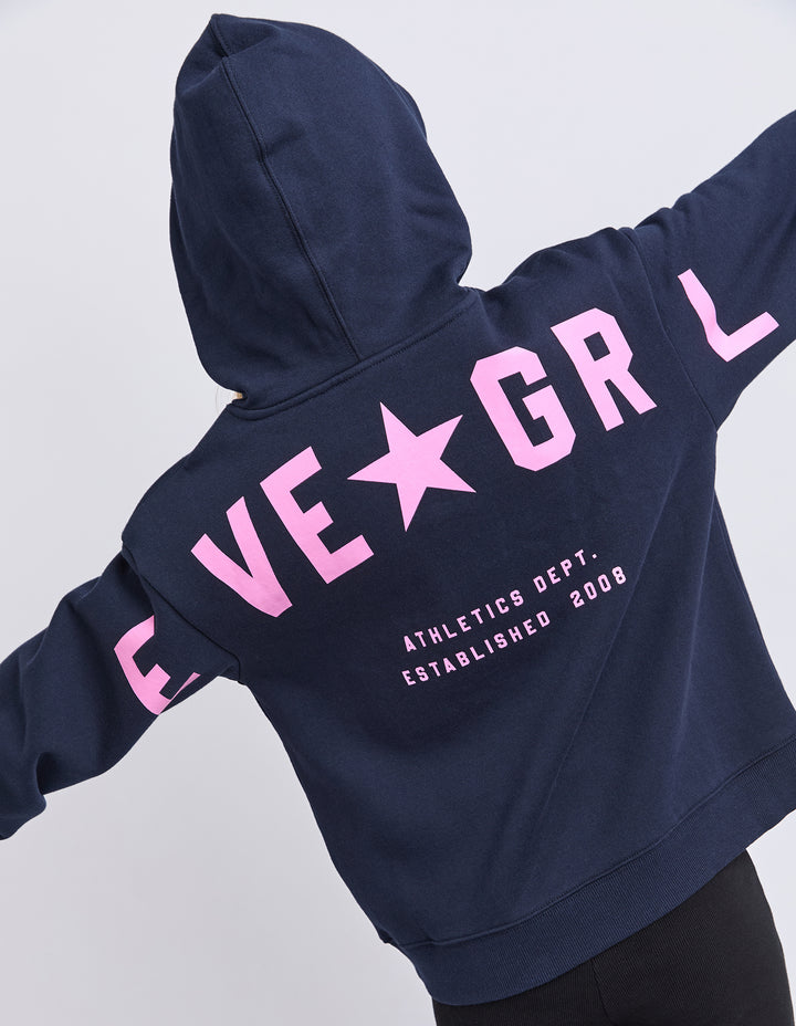 Eve Girl Performance Hoodie (Size 8-16) - Navy with Neon Pink - view 4