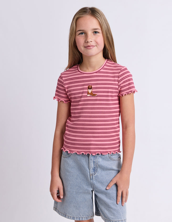 Eve Girl Freya Rib Tee (Size 8-16) - Pink
