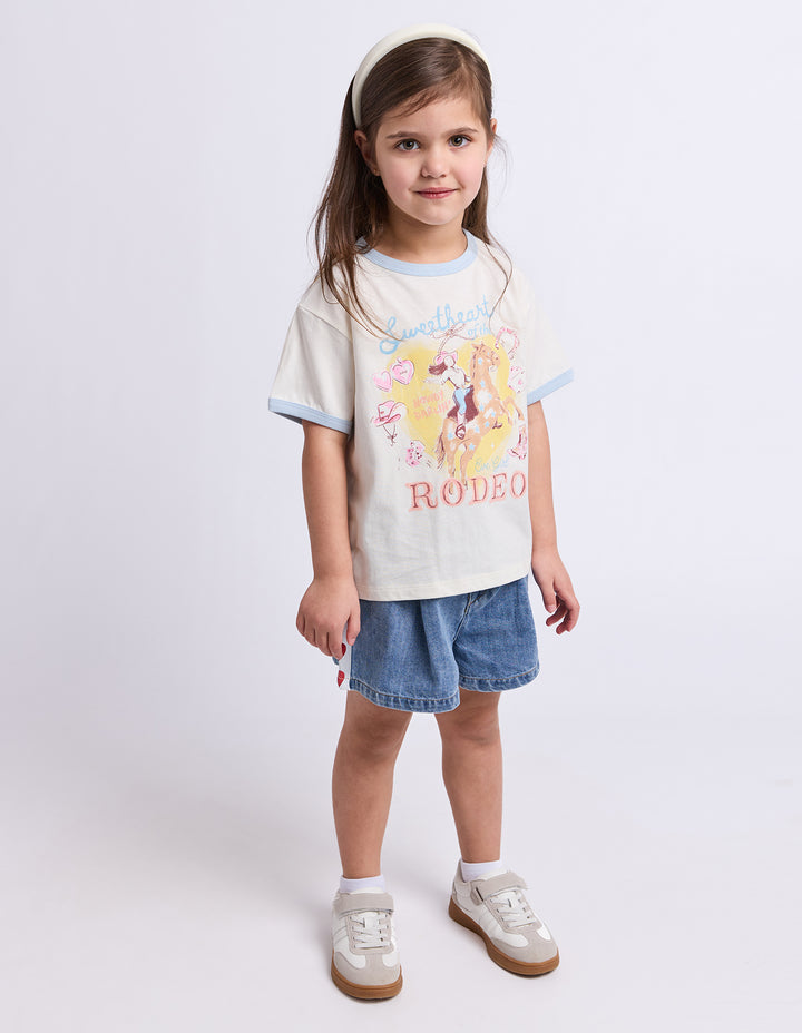 Eve Girl Lasso Ringer Tee (Size 3-7) - Vintage White