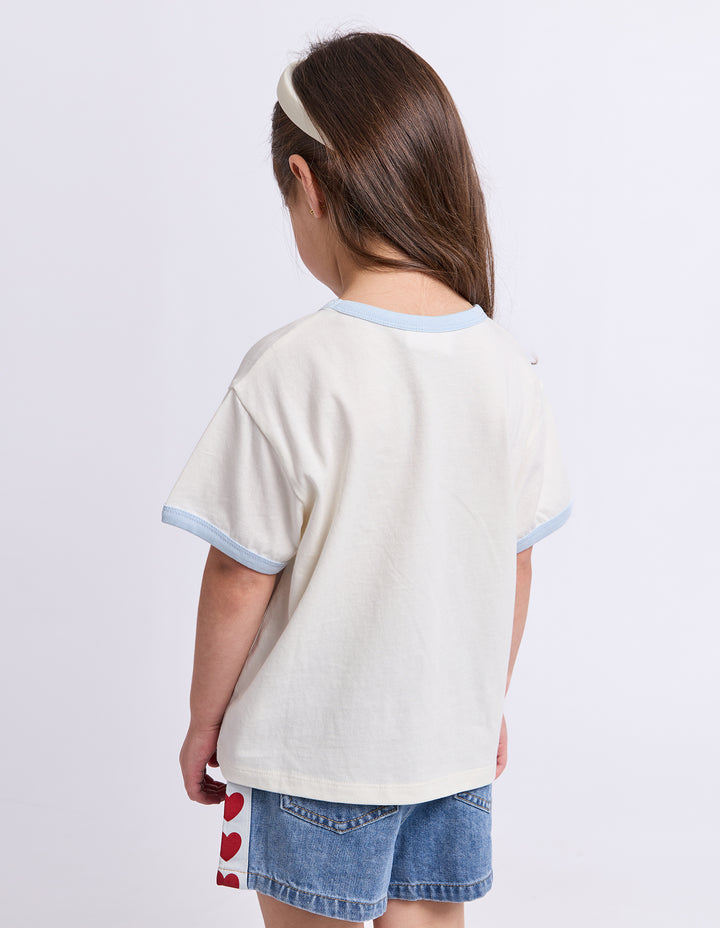Eve Girl Lasso Ringer Tee (Size 3-7) - Vintage White - view 2