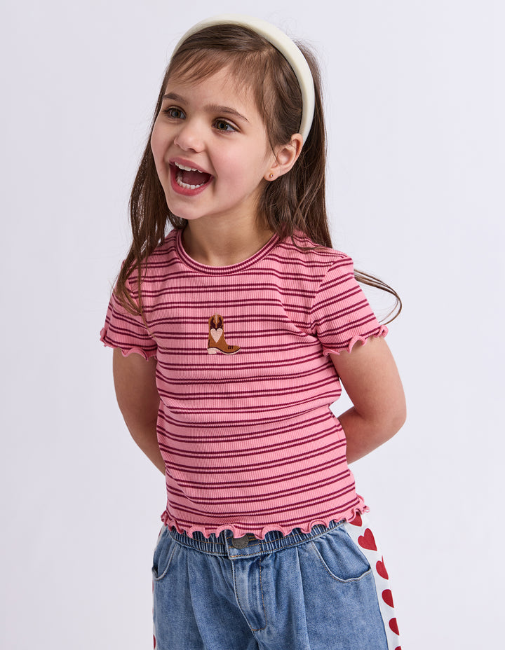 Eve Girl Freya Rib Tee (Size 3-7) - Pink