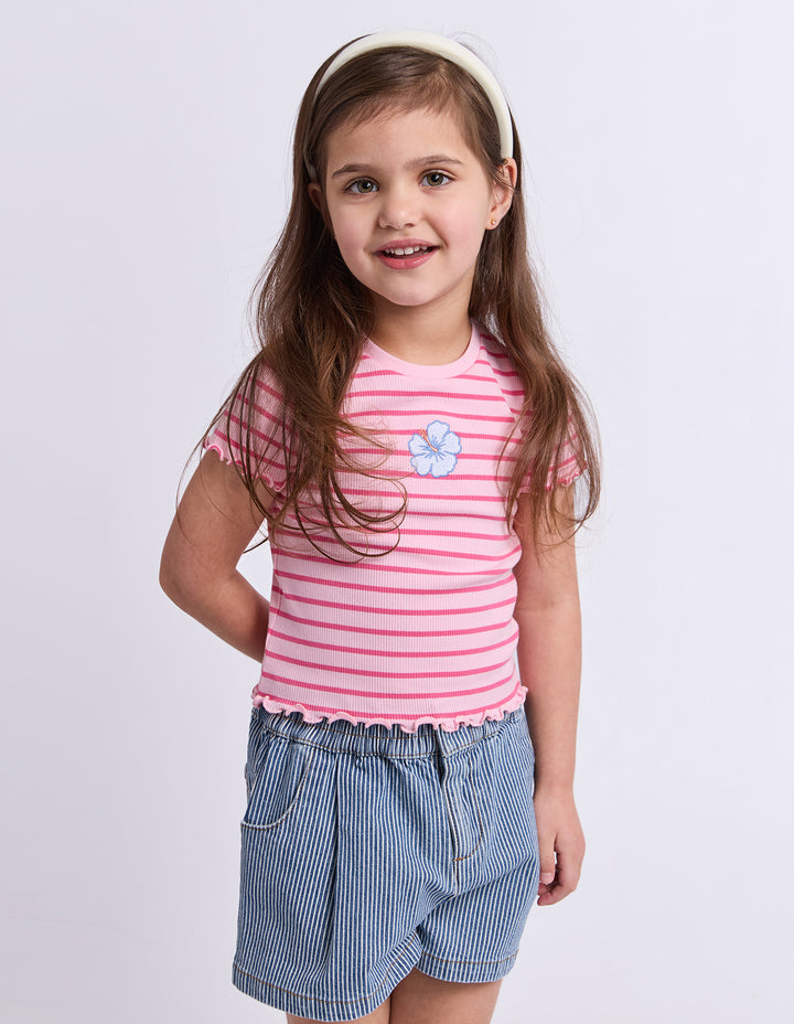 Eve Girl Lulu Rib Tee (Size 3-7) - Pink